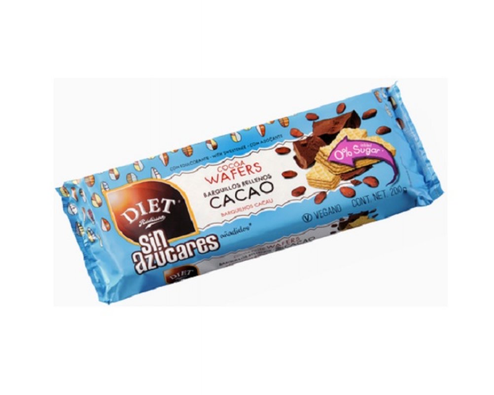 Gaufrettes cacao sans sucre ajouté pour diabétiques 200g - DR