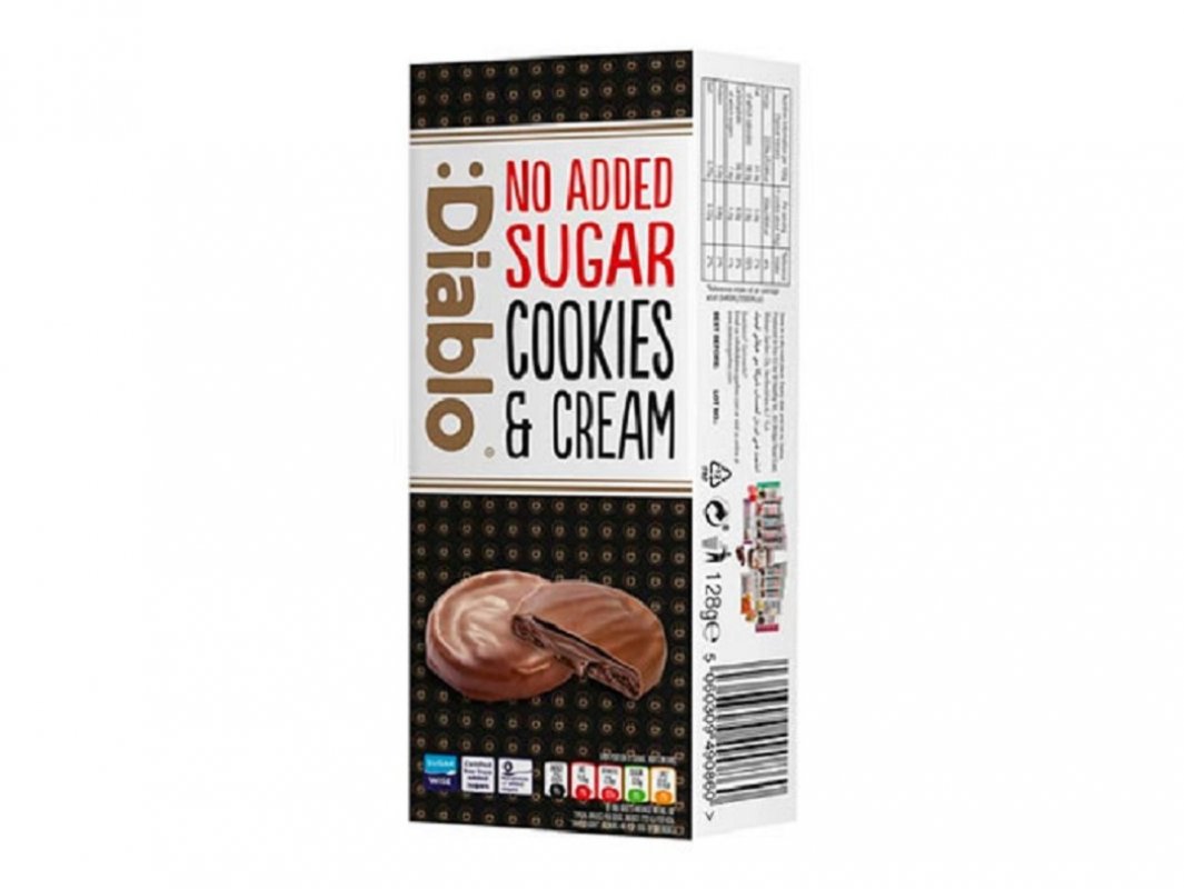 Cookies and cream choco noir sans sucre ajouté 128g - Diab